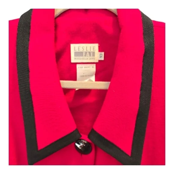 Leslie Fay Red Coat with Black Accents - Picture 5 of 5